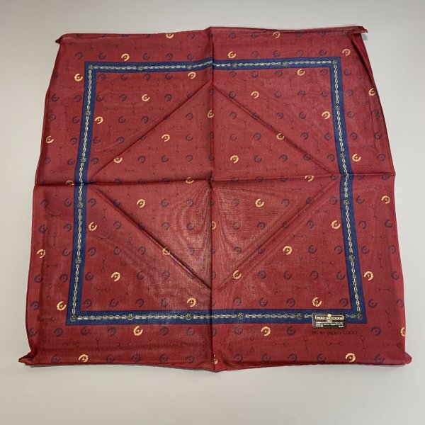 1 jpy ~ gentleman men's handkerchie 3 sheets Dunhill Pao ro Gucci navy dark red cotton C1880