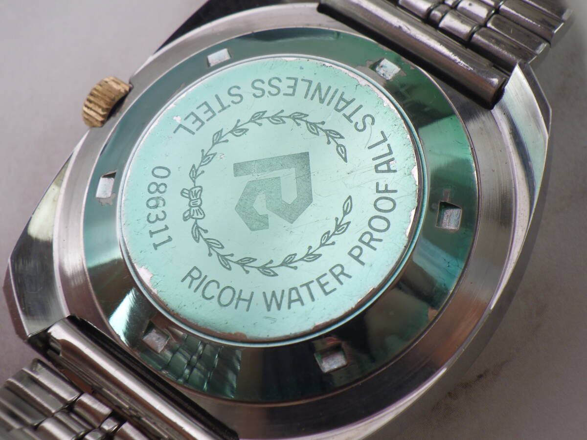 デッドストック RICOH リコー TIGER EYE V5 タグ タイガーアイ 30石 自動巻き メンズ腕時計 アンティーク ビンテージ 時計 143_画像2
