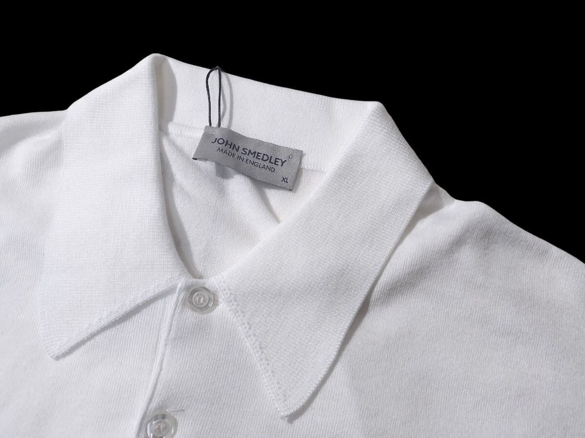  メンズ XL ジョンスメドレー 最高級コットン 定番ポロシャツ ISIS ホワイト JOHN SMEDLEY イギリス製★_画像4