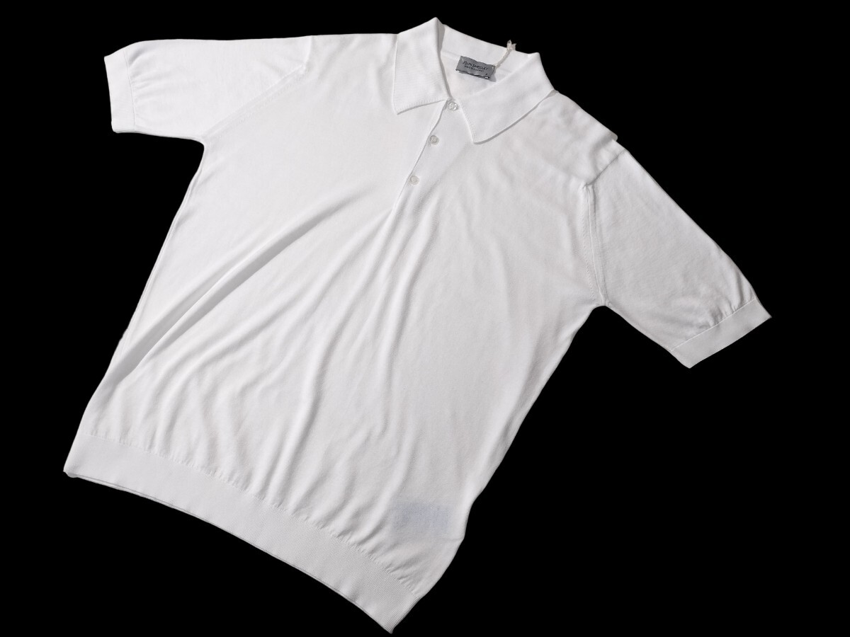  メンズ M ジョンスメドレー 最高級コットン定番ポロシャツ ISIS ホワイト JOHN SMEDLEY イギリス製★_画像1