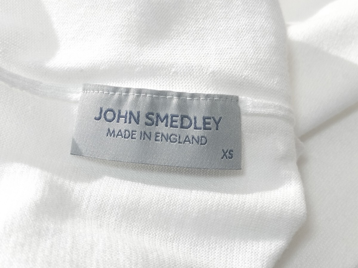 レディース XS ジョンスメドレー 最高級コットン モックネックネックシャツ S4408 ホワイト JOHN SMEDLEY イギリス製★_画像4