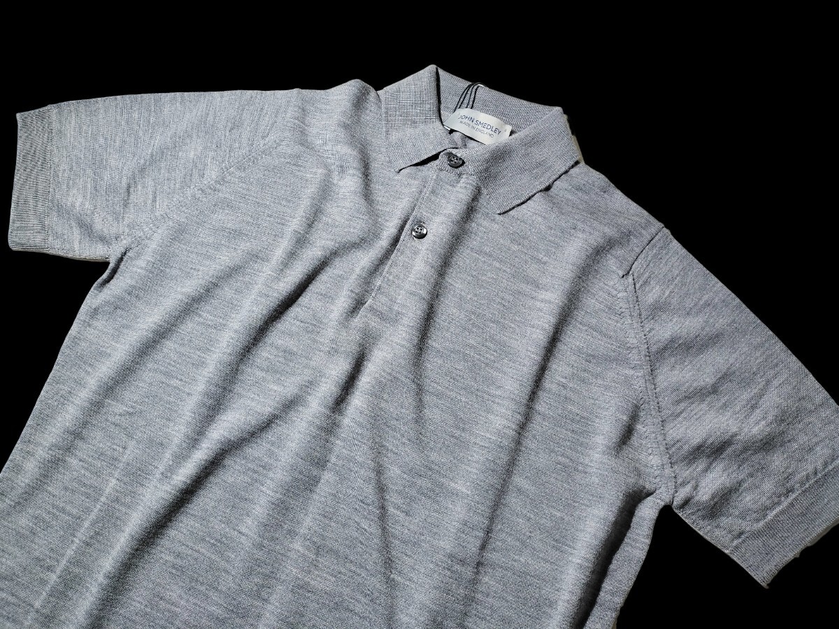 メンズ S ジョンスメドレー 最高級ウール ポロシャツ PAYTON シルバーグレー 4シーズン着用可能な汎用性の高いニットポロ★同梱不可