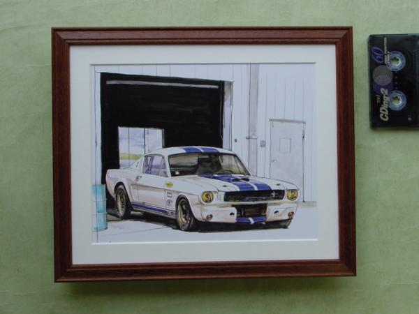 ■BOWイラスト額■シェルビーGT350■木製額入り170■_画像1