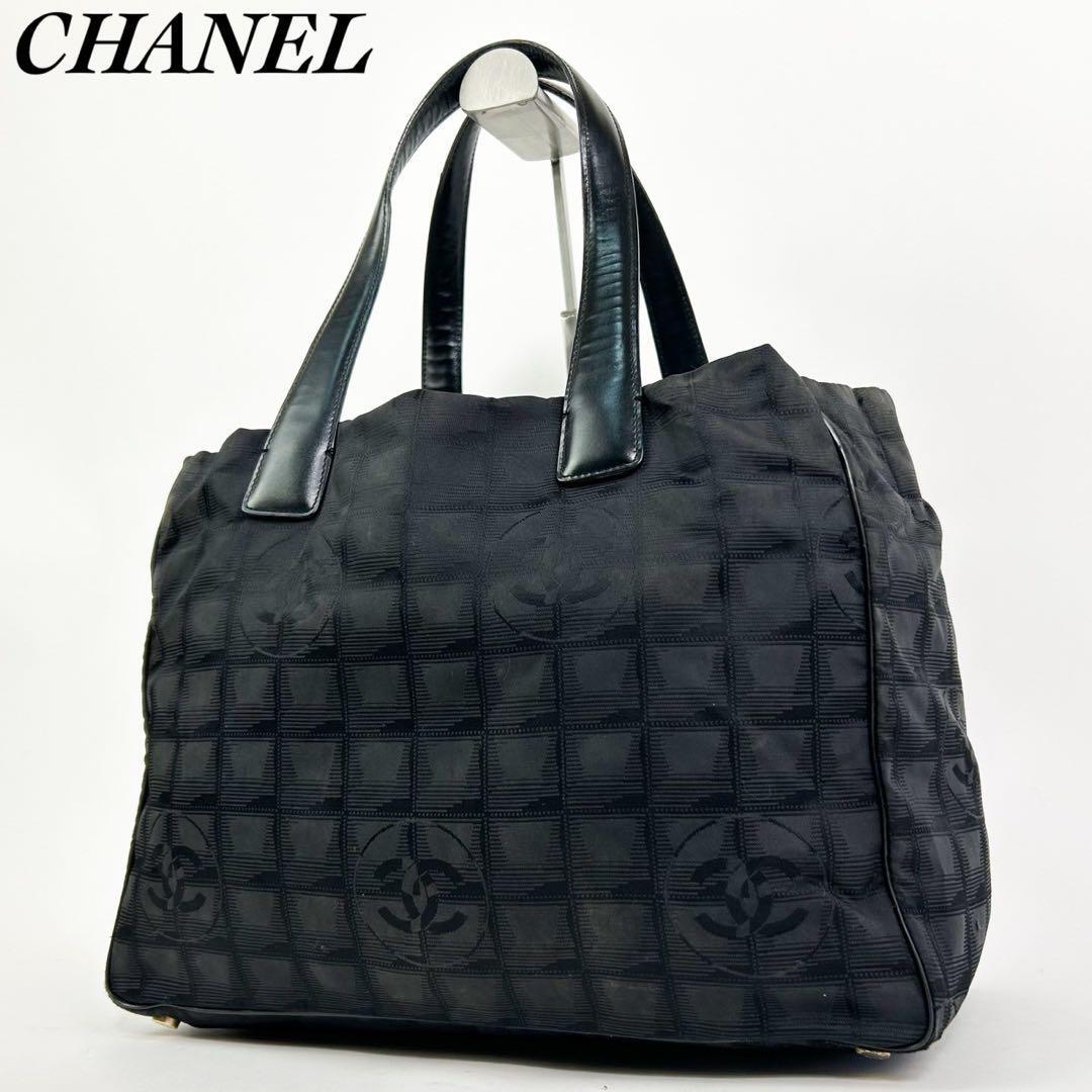 美品・人気モデル CHANEL シャネル トートバッグ ニュートラベル MM ハンドバッグ A4収納 ブラック ナイロン レザー シール有_画像1