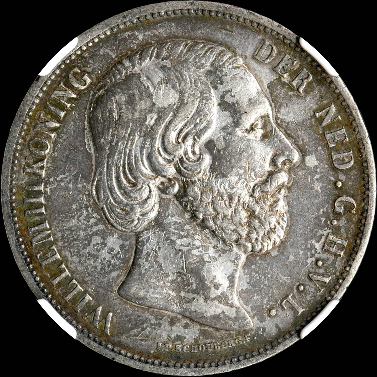 ★日終 【NGC XF D】1870 オランダ 2.5G銀貨 美品- 世界コイン 古銭 貨幣 硬貨 銀貨 金貨 銅貨【決済期限火曜日】_画像2