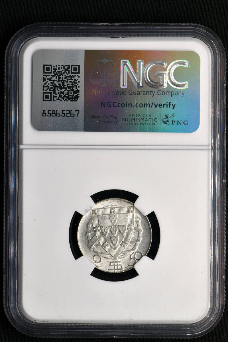 ★日終 【NGC MS65】1951 ポルトガル 2.5E銀貨 完全未使用 世界コイン 古銭 貨幣 硬貨 銀貨 金貨 銅貨【決済期限火曜日】_画像4