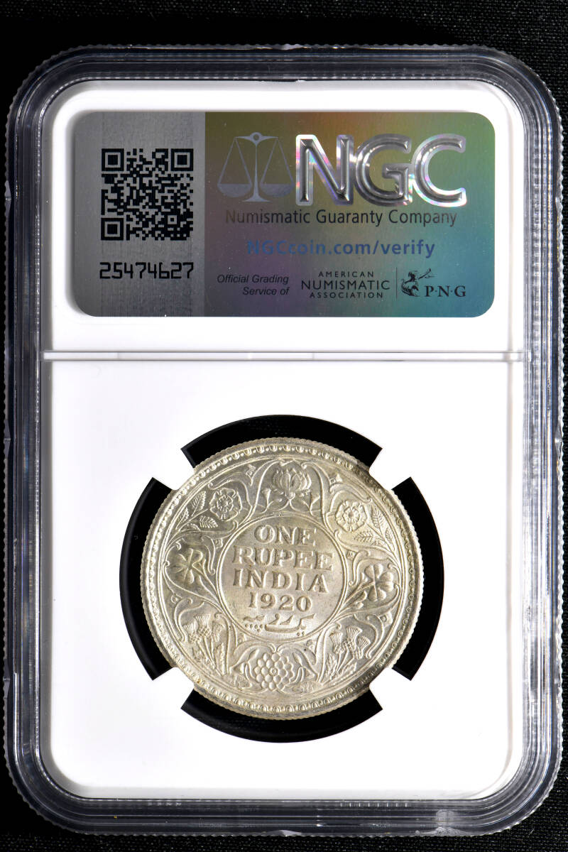 ★土終 【NGC MS63】1920C インド 1R銀貨 未使用 世界コイン 古銭 貨幣 硬貨 銀貨 金貨 銅貨【決済期限火曜日】_画像4