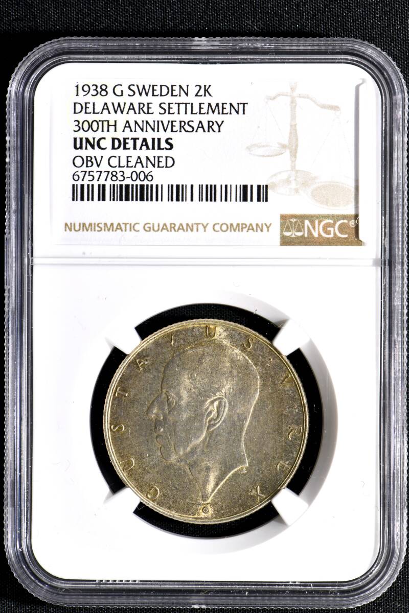 ★金終 【NGC UNC D】1938G スウェーデン 2K銀貨 入植地 300 周年 未使用- 世界コイン 古銭 貨幣 硬貨 銀貨 金貨 銅貨【決済期限火曜日】_画像3