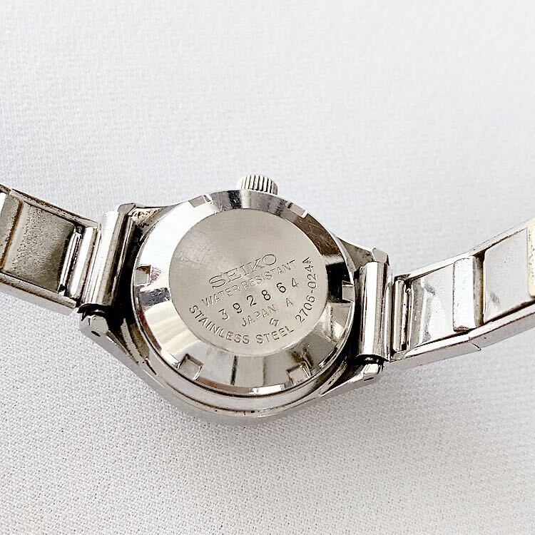 SEIKO 21石 レディース自動巻／手巻き腕時計 カットガラス 稼動品の画像8