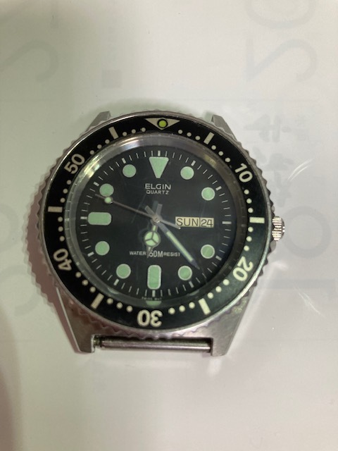 2403m331/うぶだし品・エルジン・150ｍ・カレンダー・腕時計・電池交換済の画像2
