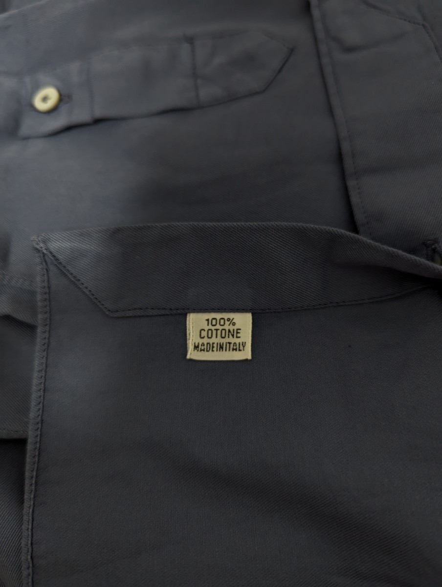 Finamore　フィナモレ　シャツ　39　ブルーグレー　コットン　ツイル生地　セルジオ　イタリア製　メンズ_画像9