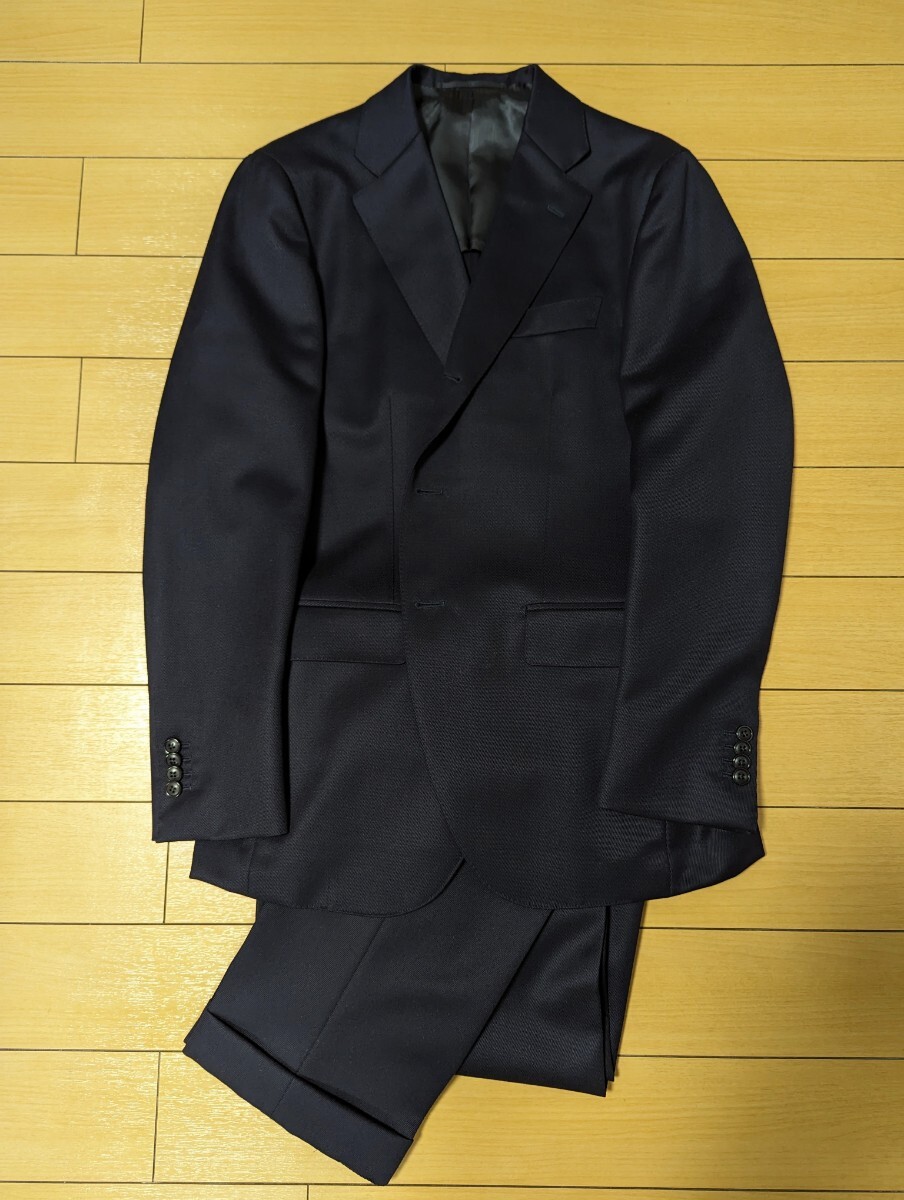 極美品　鎌倉シャツ　Tex Teq　オーダー　スーツ　ネイビー　サイドアジャスター　ギャバリーツイル生地　日本製