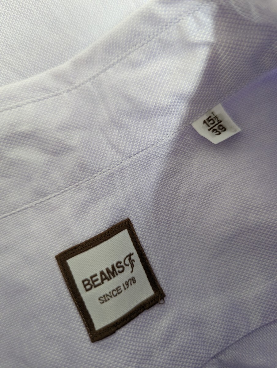 美品　BEAMS F　ビームスエフ　シャツ　ドレスシャツ　39　ロイヤルオックス　ボタンダウン　パープル　日本製_画像4