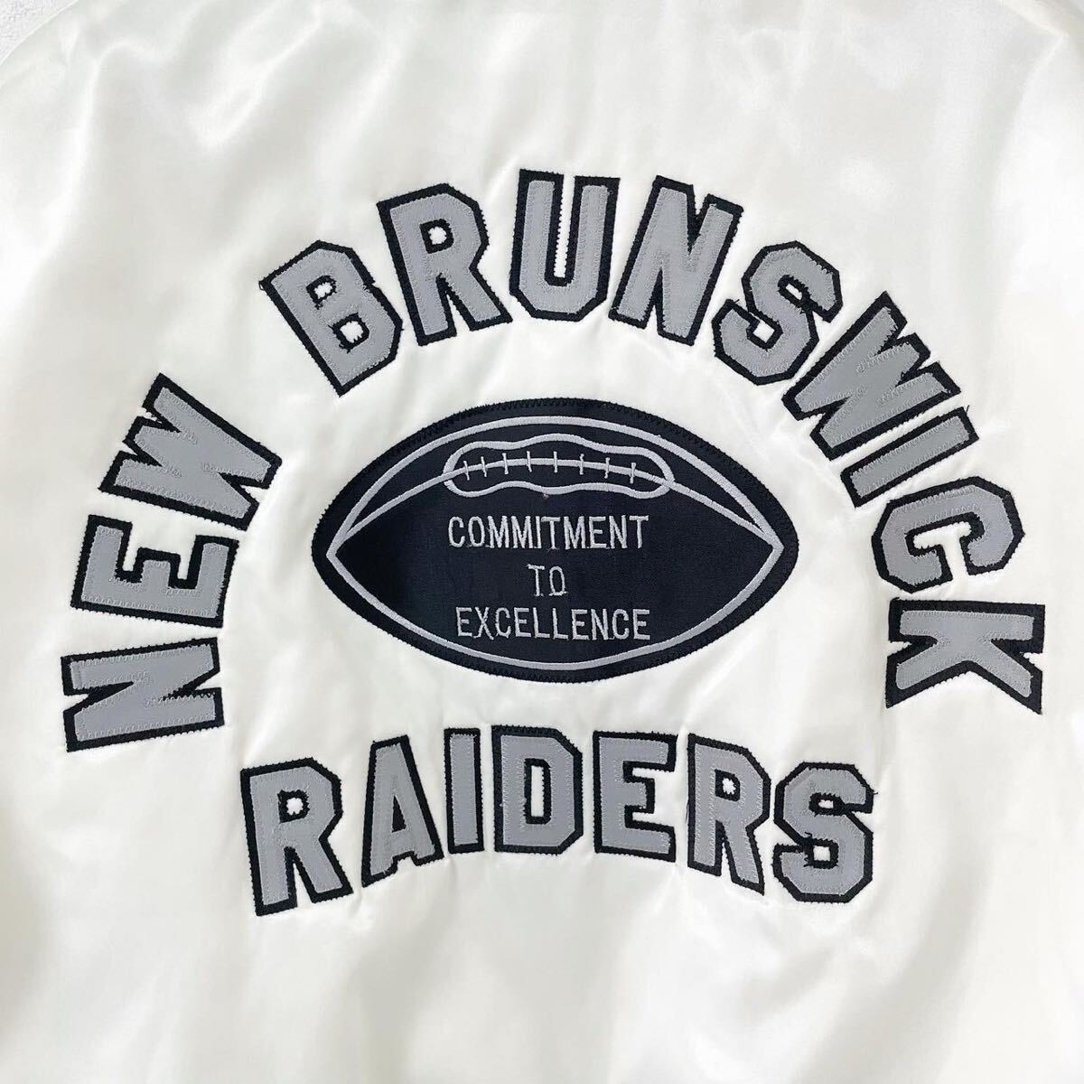 ■超激レア■80s 90s USA製 NEW BRUNSWICK RAIDERS スタジャン L ニュー ブランズウィック レイダース オークランド ロサンゼルス_画像4