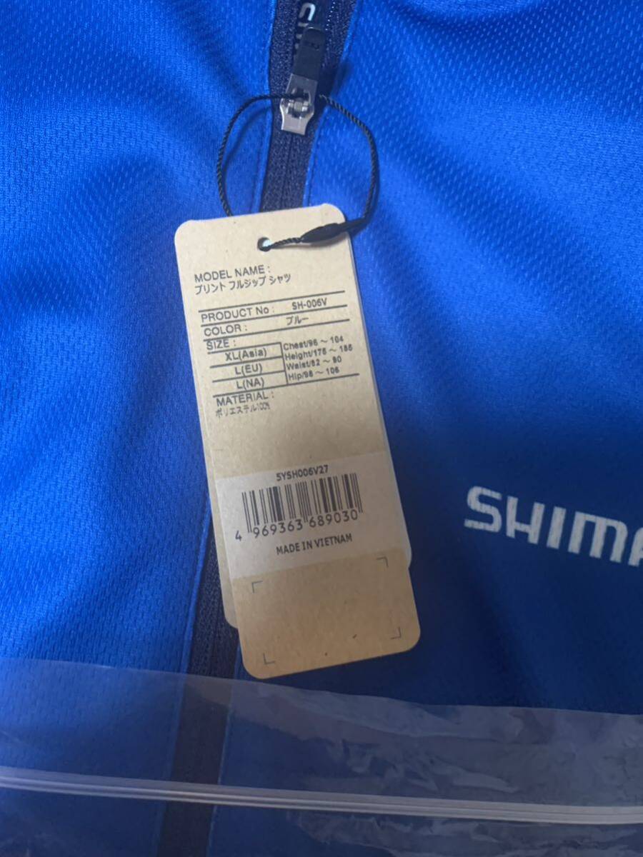 シマノ　プリントフルジップシャツ　ブルー　XL サイズ　(SH-006V)_画像2