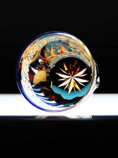 江戸切子 火華 オールド 琥珀瑠璃の画像4