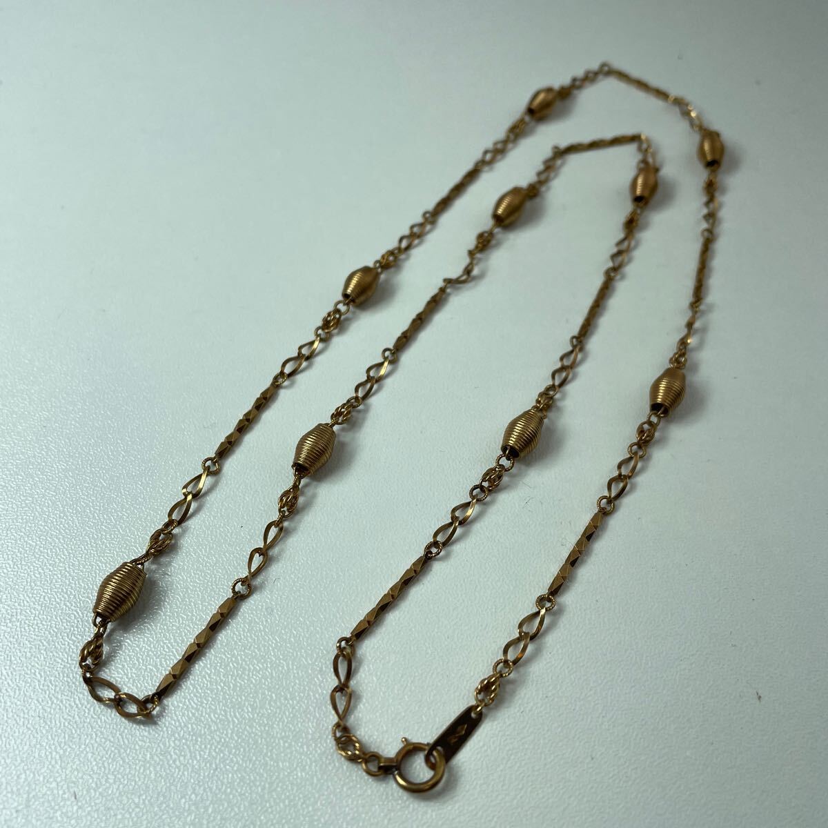 k18 デザイン ネックレス 18,3g 約70cm ヴィンテージ品 つぶし金 造幣局刻印あり ゴールド
