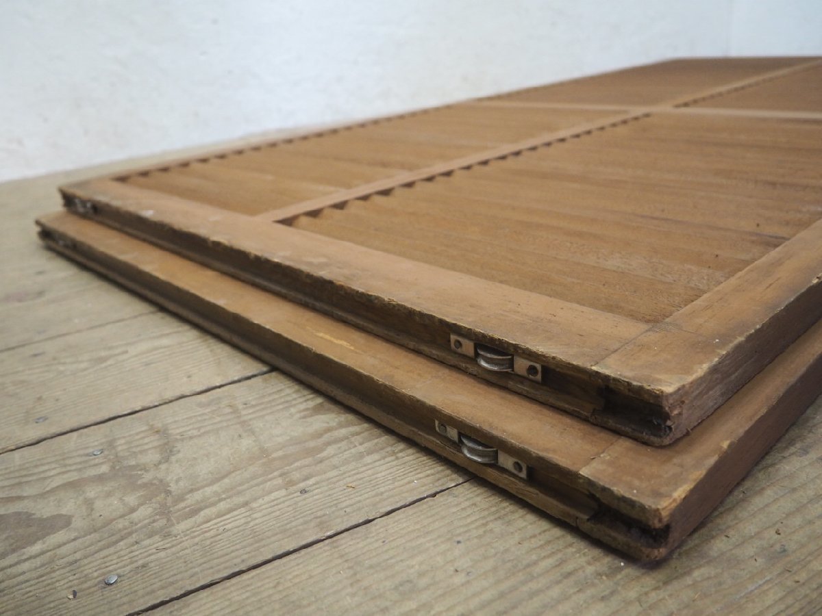 taP0806*(1)[H178cm×W93,5cm]×2 sheets * louver design. old wooden sliding door * fittings wooden door sash vore- retro Vintage N pine 