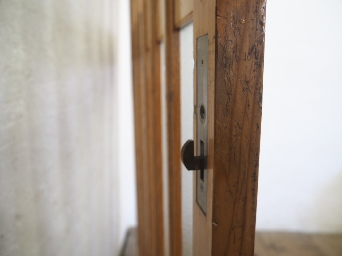 taP0770*[H181cm×W89,5cm]×2 sheets * antique * taste ... exist old tree frame glass door * old fittings sliding door .. door entranceway door sash Japan house shop N pine 