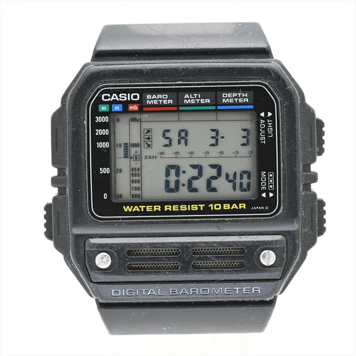 4.OLD CASIO●BAROMETER BM-100WJ アラーム/バックライトOK デジタル クオーツ 電池交換済 メンズ腕時計 オールドカシオ ビンテージ_画像1