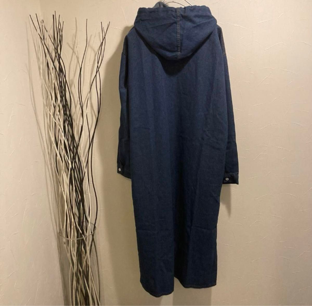 【新品】ロングワンピース XL デニム フード オーバーサイズ 韓国 羽織り