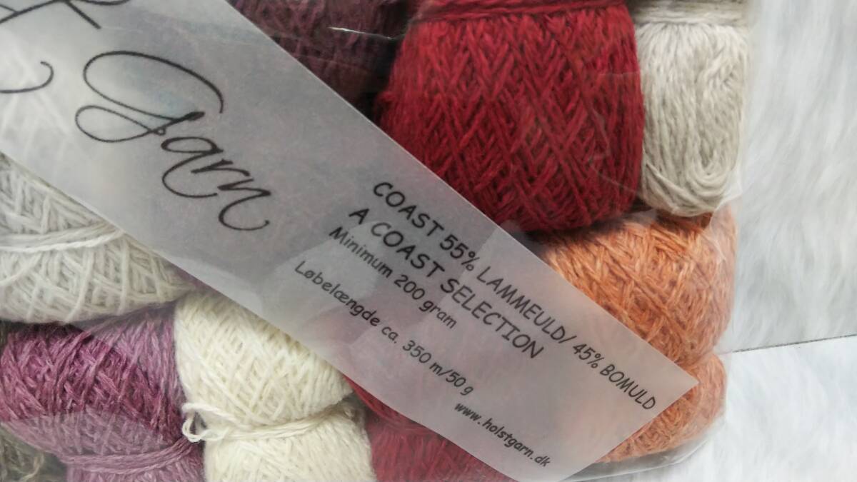 輸入 毛糸　Holst Garn ホルストガーン　セレクション　COAST　ウール55%コットン45％　約200g　 ブラウン＆レッド＆パープル系　海外　⑦_画像3