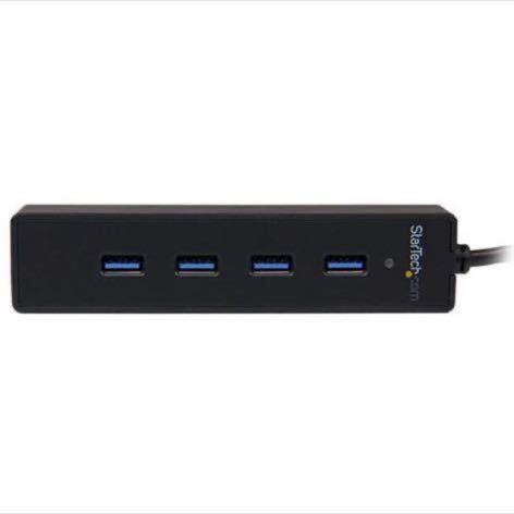 【8台】StarTech.com 4ポート SuperSpeed USB3.0ハブ ポータブルミニUSB Hub 接続ケーブル内蔵 ブラック ST4300PBU3 (8台セット)の画像1