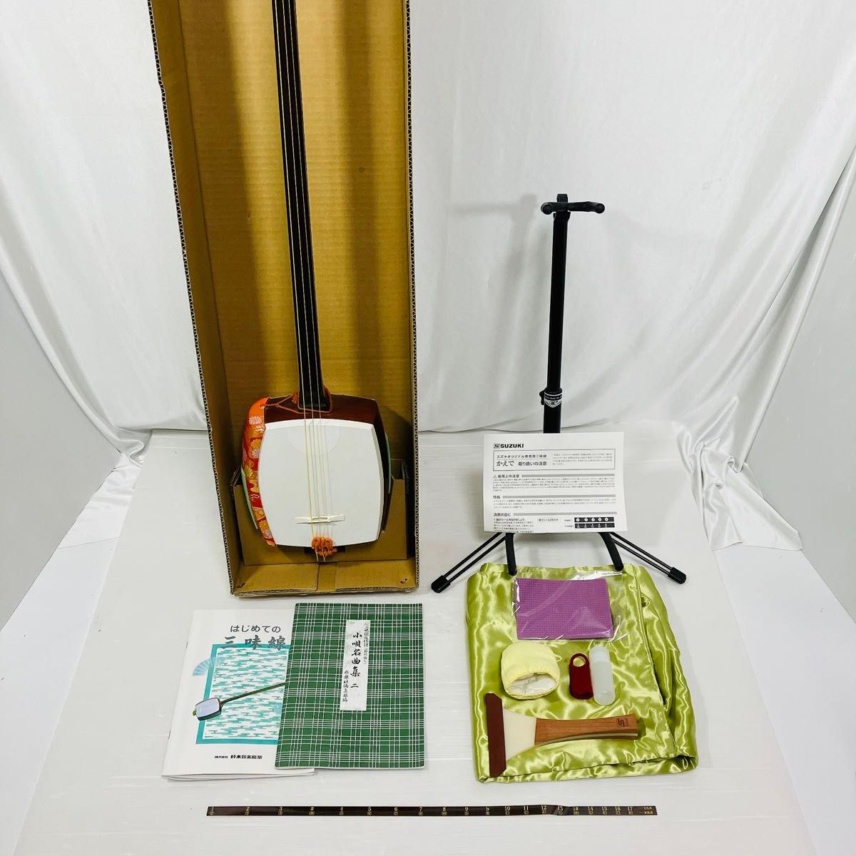 鈴木楽器製作所 三味線セット かえで MS-8 細棹 学校用三味線 鈴木楽器製作所 三味線セット かえで MS-8 細棹 学校用三味線
