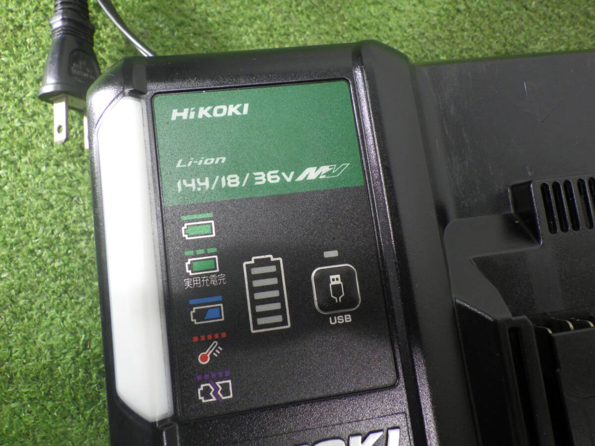 人気モデル★HiKOKI 急速充電器 スライド式リチウムイオン電池 USB充電端子付 低騒音 UC18YDL2 中古美品 240331の画像4