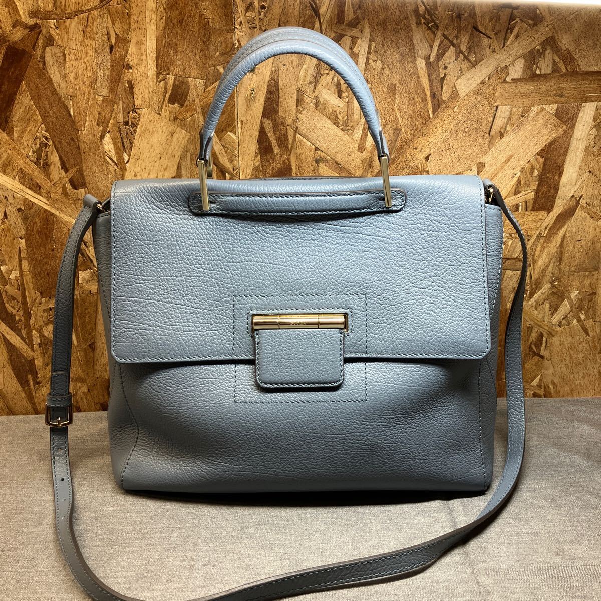  free shipping [N.1269]FURLA Furla arte -sia2way bag pale blue handbag leather shoulder bag bag 