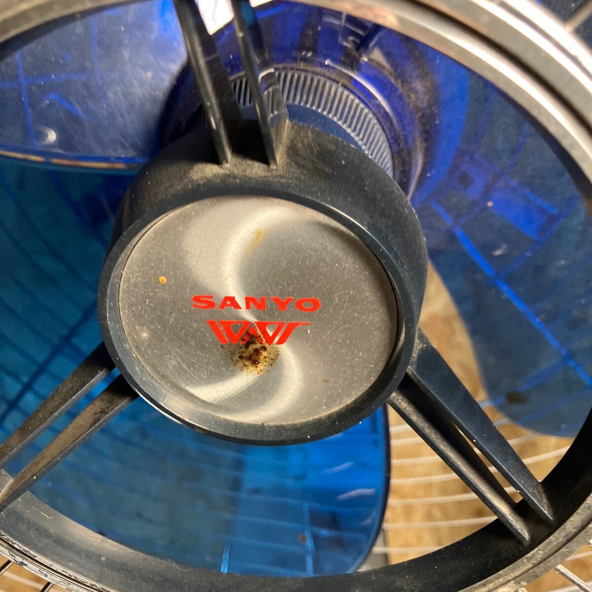 1 jpy ~/ rare /SANYO/ Sanyo / retro electric fan / dynamic wide /EF-8YF/ blue feather / origin box attaching / Junk / payment on delivery shipping 