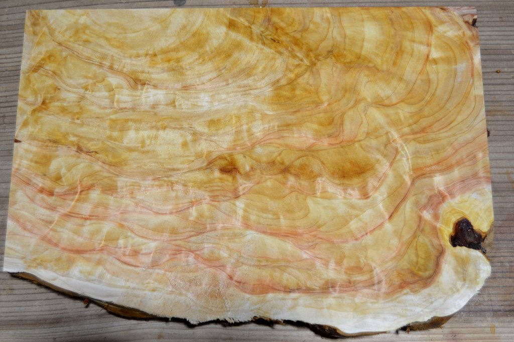 長33*幅18-23*厚1.8　ヒノキ2の木材木工材,一枚板DIY銘木花台　プレート　まな板　杢　　_画像6