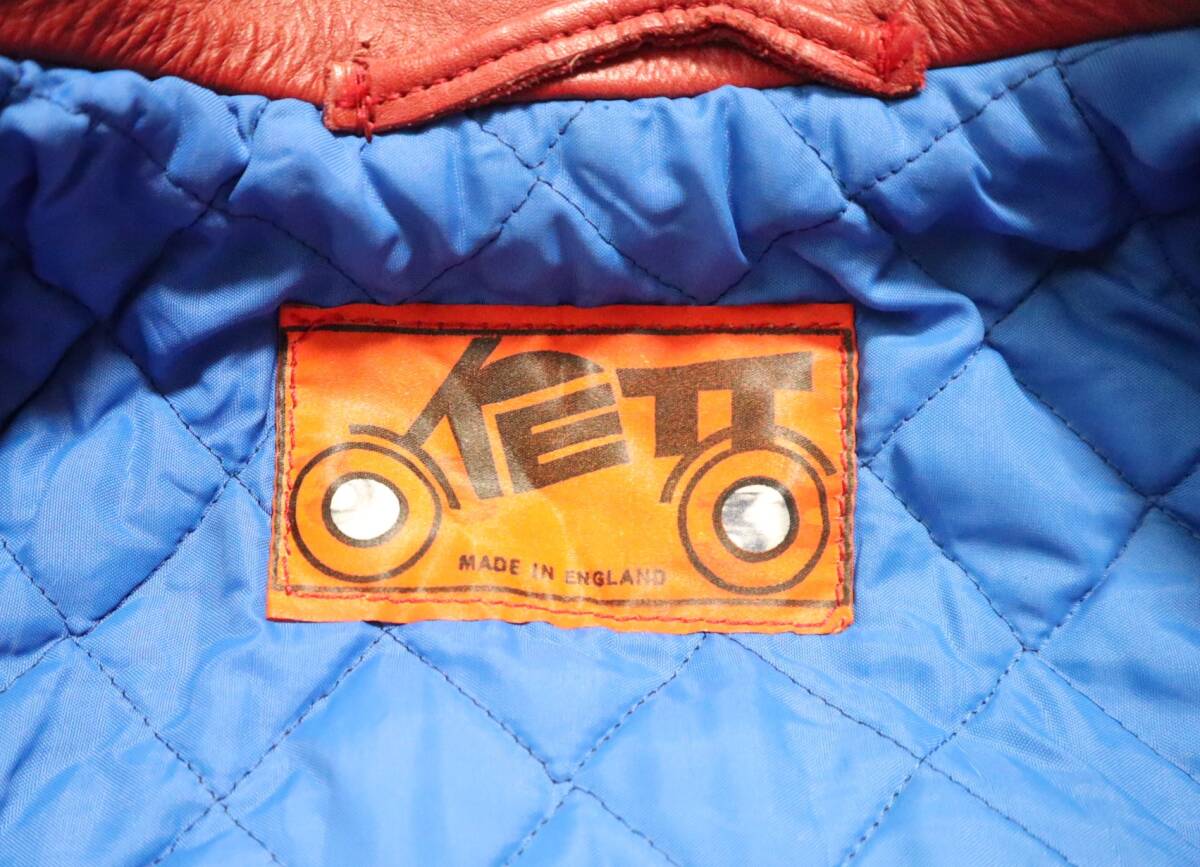 綺麗!! 英国製 70～80年代 ビンテージ KETT ケット38 レッド レザージャケット検 TTレザーアディクトサイクロンファントムライトニング_画像7