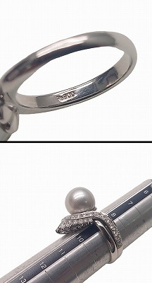 * новый товар отделка *2WAY комплект кольцо накладывающийся установка PT900 Akoya жемчуг жемчуг бриллиант D1.01ct примерно 9 номер оценочная форма CS-050