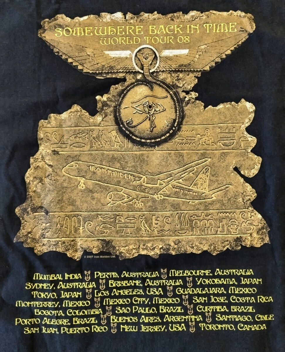 古着 IRONMAIDEN SOMEWHERE BACK IN TIME ワールドツアー2008 Tシャツ XLサイズ アイアンメイデン ブラック ロックの画像6