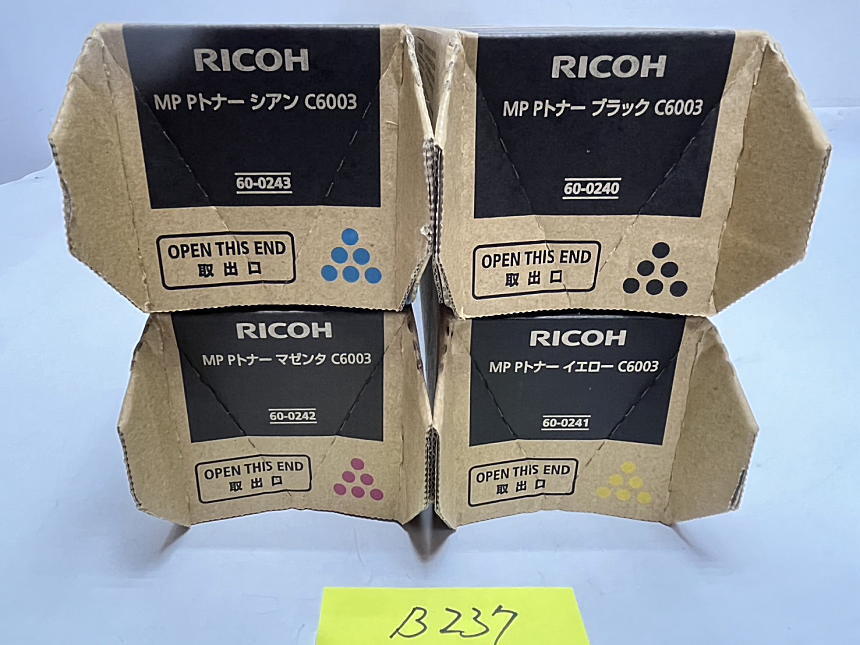 B-237【新品】リコー　RICOH　MP Pトナー　C6003　K/C/M/Y　ブラック/シアン/マゼンタ/イエロー　4色4本セット　純正_画像1