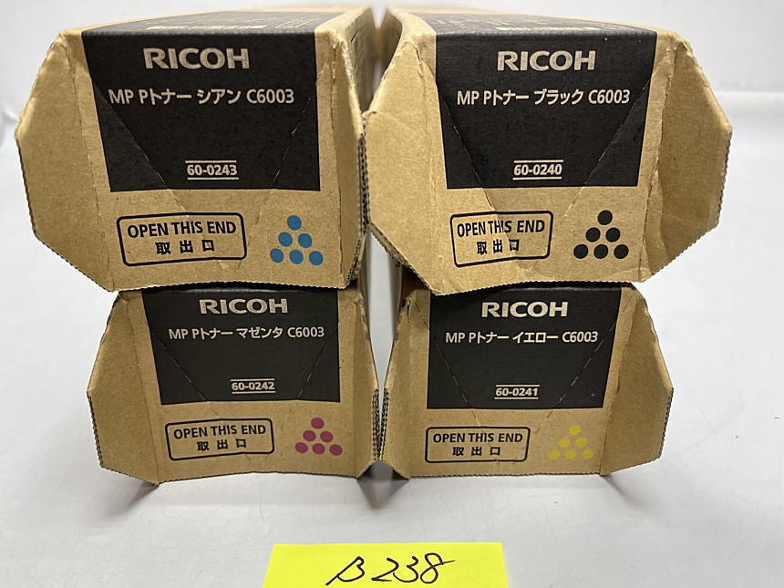 B-238【新品】リコー　RICOH　MP Pトナー　C6003　K/C/M/Y　ブラック/シアン/マゼンタ/イエロー　4色4本セット　純正