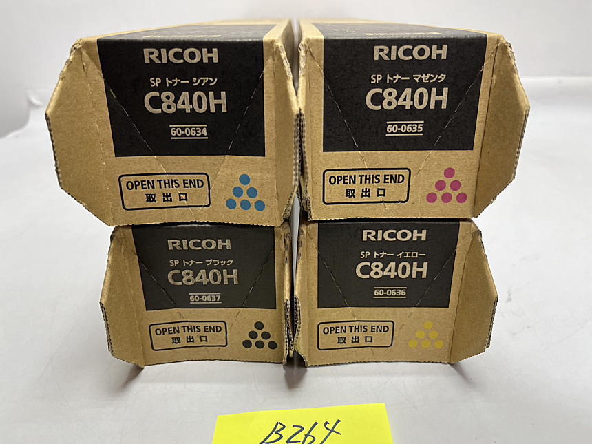 B-264【新品】リコー RICOH SPトナー C840H K/C/M/Y ブラック/シアン/マゼンタ/イエロー 4色4本セット 純正の画像1