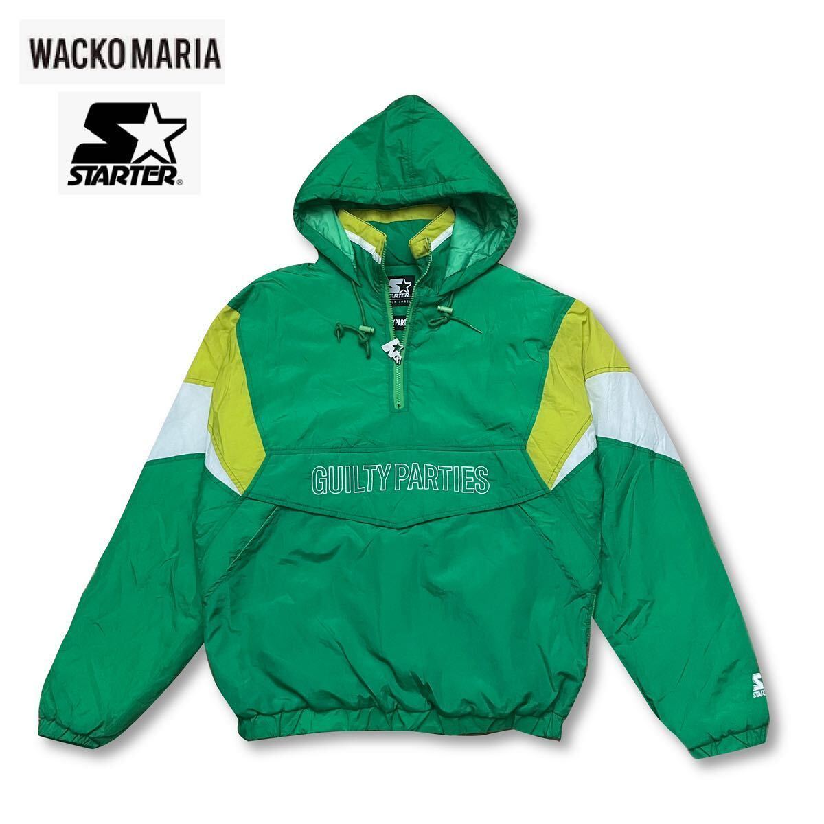 【レア】Wacko Maria X Starter Anorak ワコマリア スターター アノラック ジャケット ウインドブレーカー アウター ブルゾン M グリーン_画像1