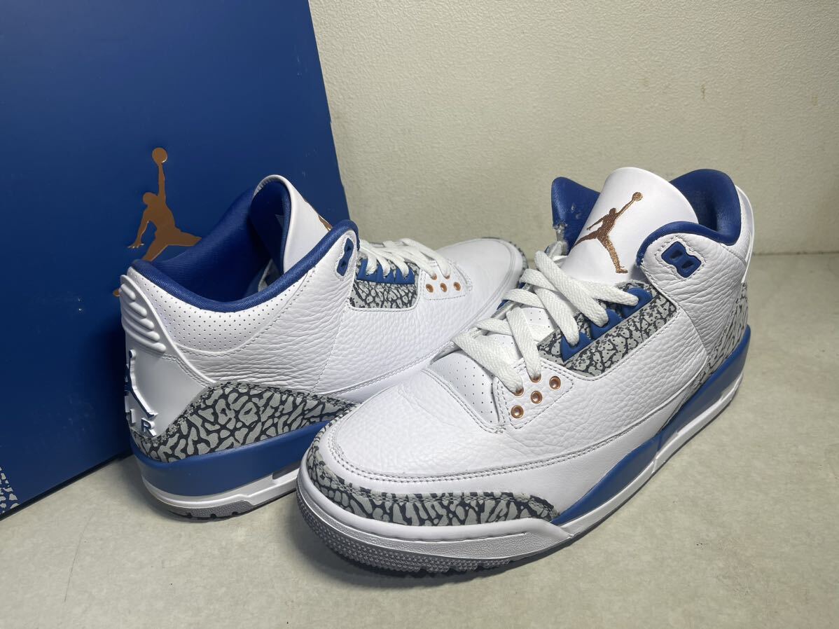 AIR JORDAN 3 RETRO WIZARDS BLUE CEMENT エアジョーダン ウィザーズ ブルー セメント US9.5 USED 美品 CT8532-148の画像1