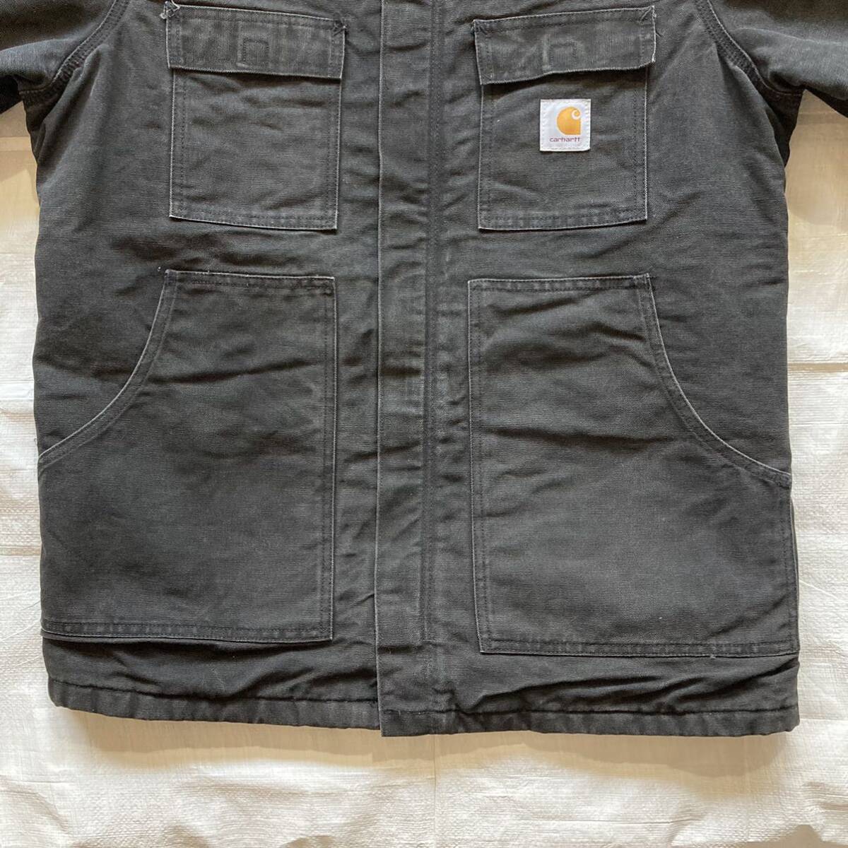 Carhartt カーハート USA製 裏地ブランケット ダック地 ジップアップ トラディショナルコート ジャケット ブラック 44_画像5