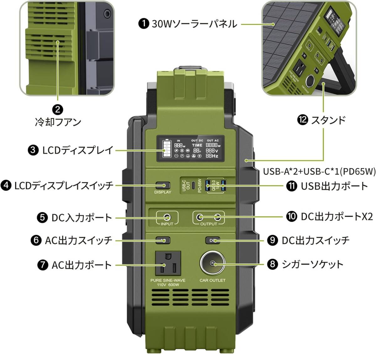 BROWEY ポータブル電源 ソーラー充電 大容量 蓄電池 ポータブル BROWEY ポータブル電源 ソーラー充電 大容量 蓄電池 ポータブル