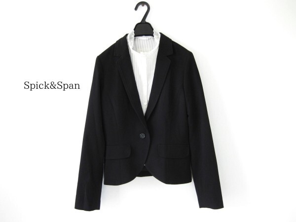 送料込☆スピック＆スパン☆ジャケット☆テーラード☆黒☆F☆ポリエステル混☆大人ジャケット☆spick&span_画像1