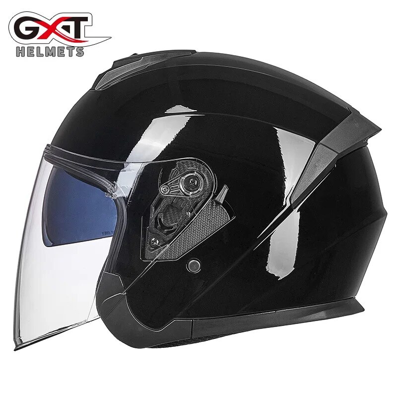 【Bright Black,XL】GXT電動バイク用ヘルメット ダブルバイザー付き バイク/自転車/スクーター用 夏用 男女兼用