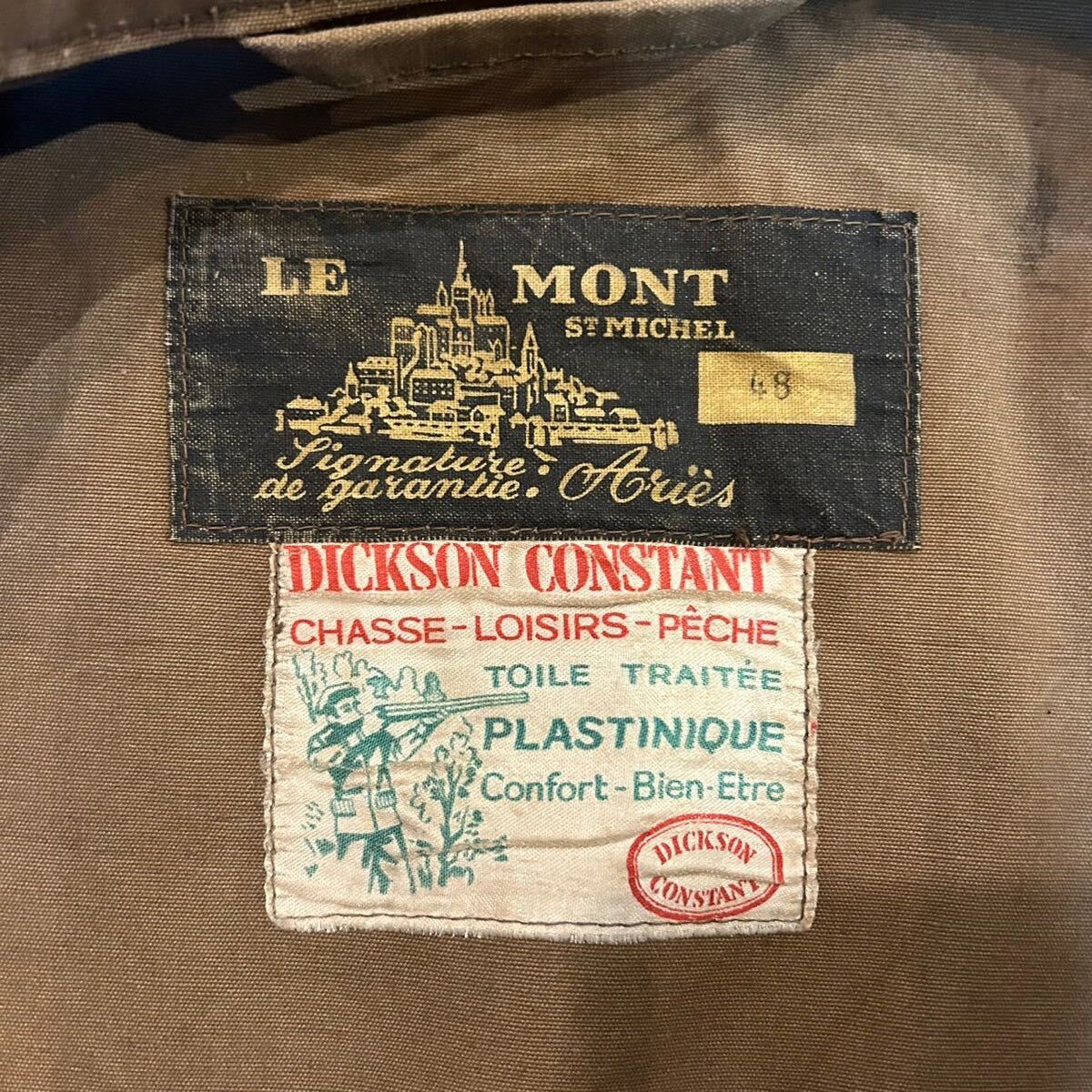 LE MONT ST MICHEL フランス ビンテージ 50s ワークジャケット XL程 42程 ハンティング 動物ボタン カバーオール フレンチ 30s 40s 60s 70s_画像4