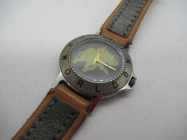 1331 Hunting World ハンティングワールド 腕時計 HT2131L ラウンド メッキ レディース腕時計 クオーツ グレー文字盤 不動品_画像5