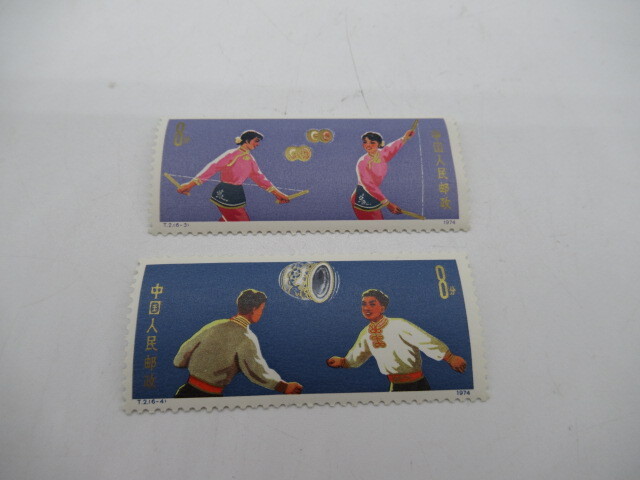 68837 中国切手セット 1973年 体操 6種完 1974年 曲芸 6種完 中華人民郵政 未使用の画像4