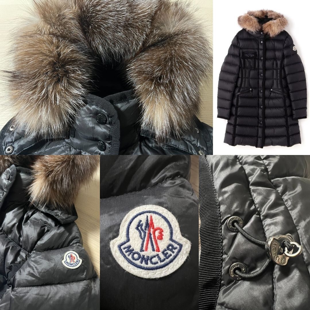 未使用・本物保証☆MONCLER HERMIFUR エルミファー フォックスファー ダウンジャケット TG2 ブラック色 M～Lサイズの画像5