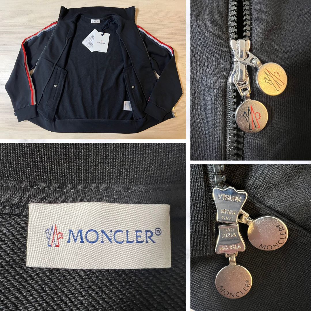 新品未使用・本物保証☆MONCLER ストライプライン トラックジャージ上着 XXLサイズ ブラック色 人気モデル！_画像7