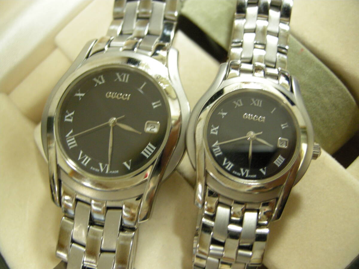 【中古品】グッチ/GUCCI腕時計 ペアウォッチ 5500M＆5500L クォーツ SWISS MADE スイス製